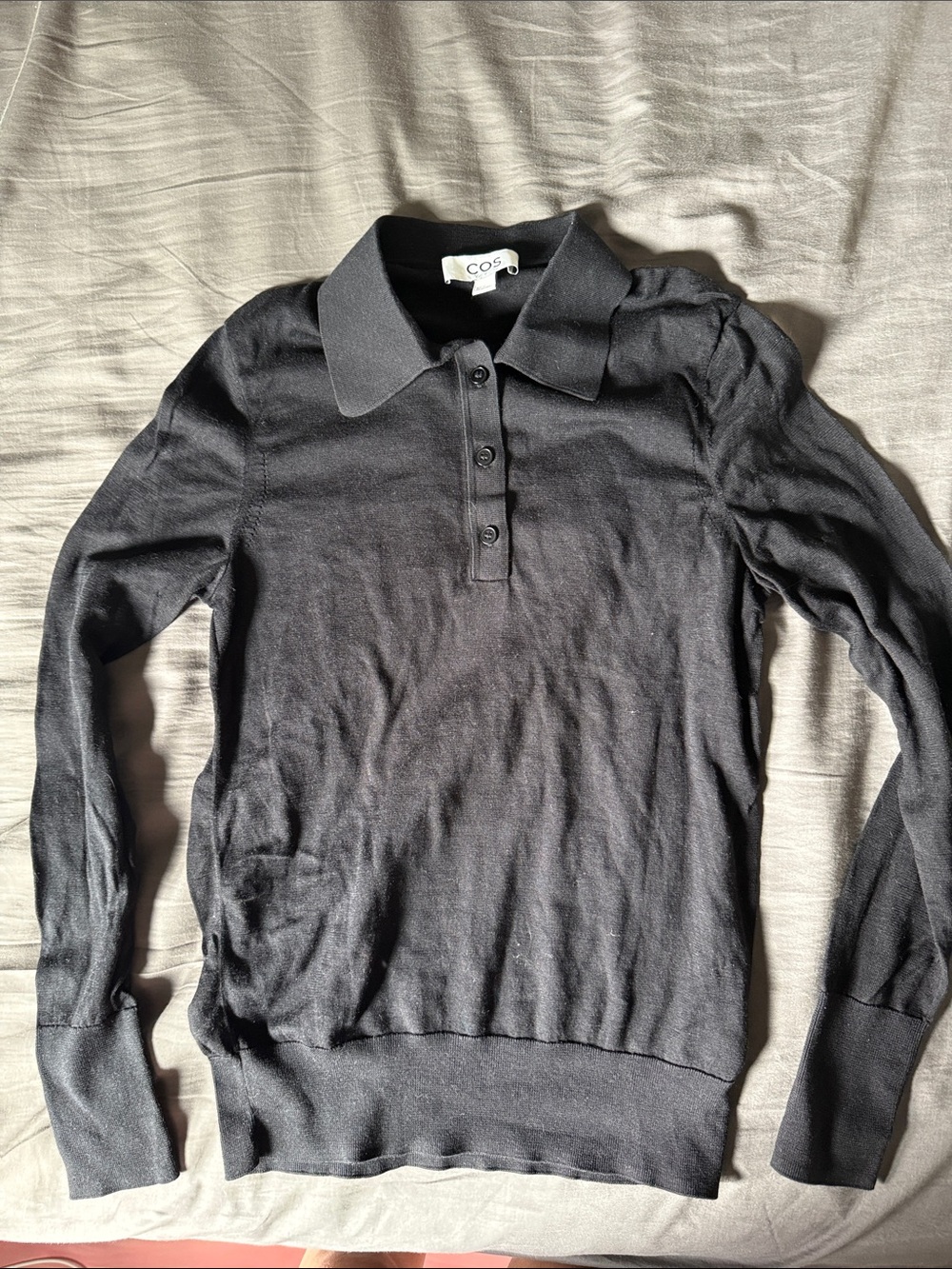 COS Black Polo Long-Sleeve Sweater